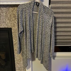 Leopard Print Asymmetrical Open Cardigan